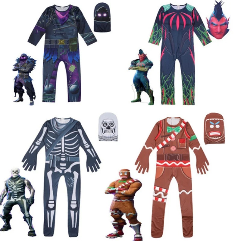 

Fortnite Skull Trooper Halloween Mask Jumpsuit Game Cosplay Costume Anime Cosplay Raptor Skeleton Party Clothes Suit Bodysuit