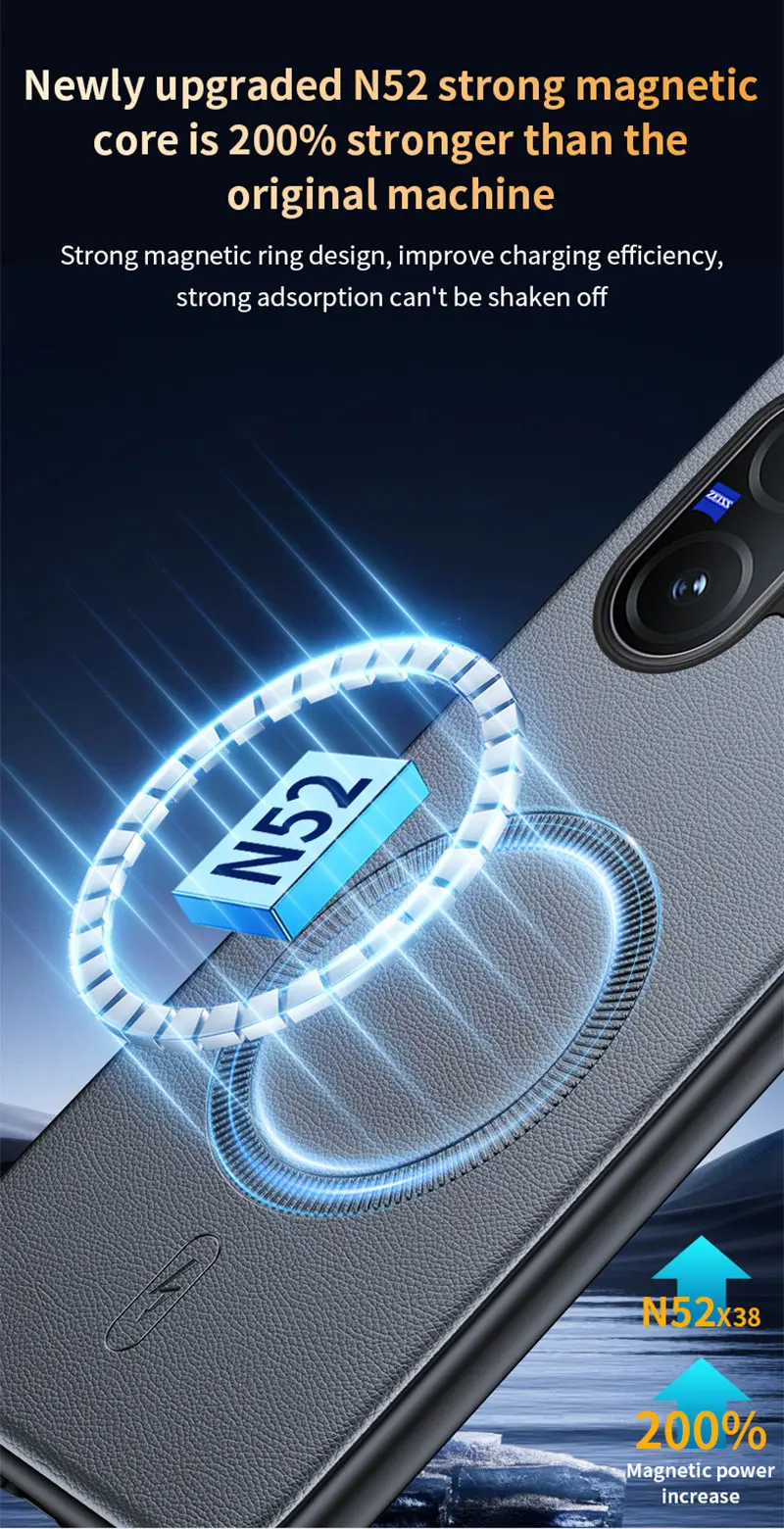 Für Vivo V60 5G: Magnetische Schutzhülle aus Leder, Anti-Fingerabdruck, rutschfest, aus PC+TPU. – Detail 9