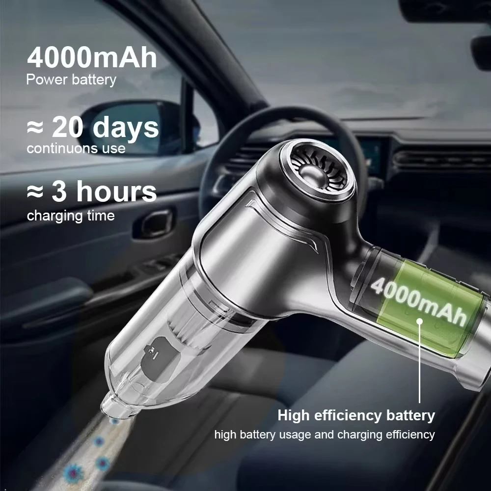 Car Vacuum Cleaner Wireless Portable Vacuum Machine 95000PA Strong Suction Handheld Mini Cleaner High Power Blower for Cars Home