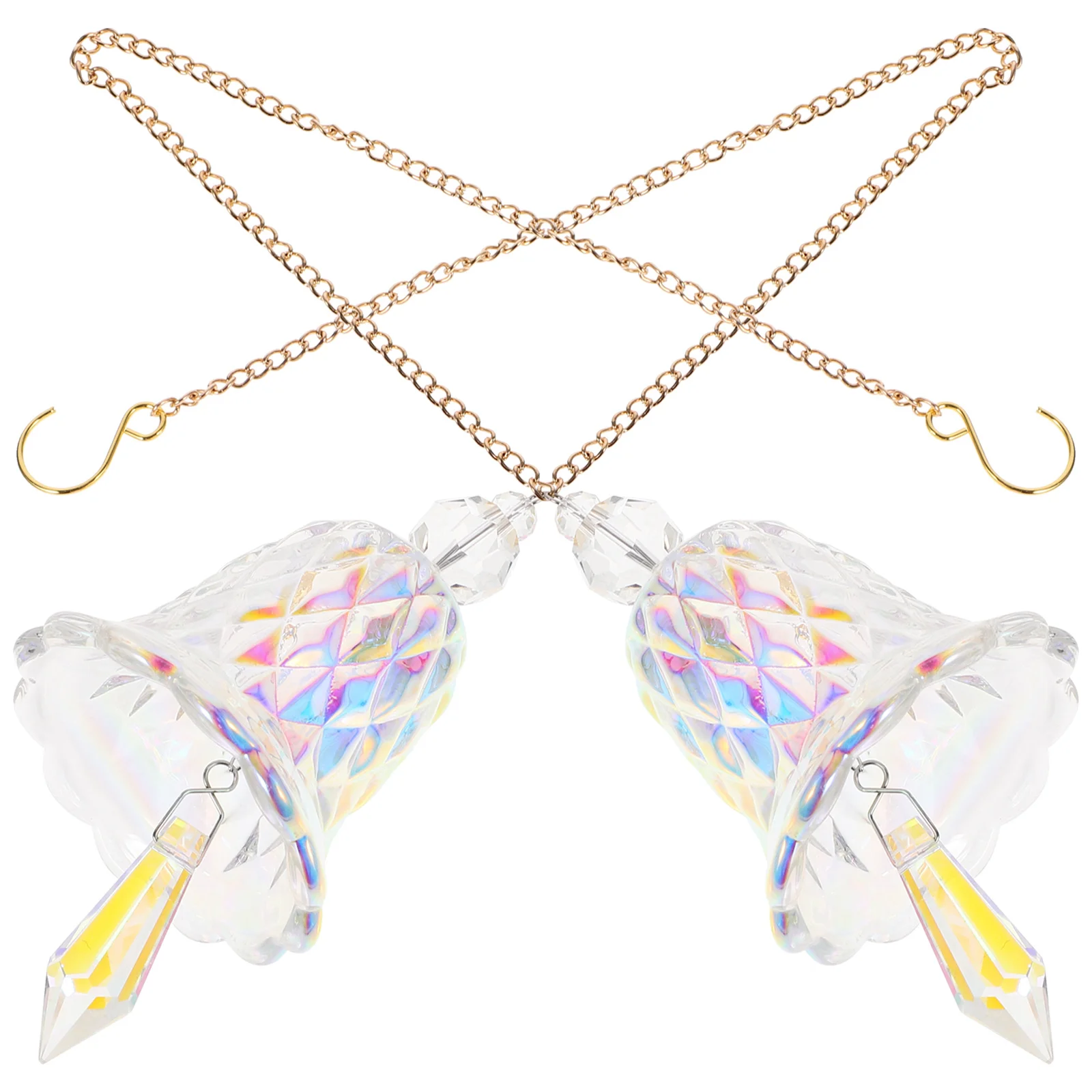 

2Pcs Crystal Window Hanging Decor Rainbow Prism Sun Catcher Pendant Bell Shaped Wind Chime Crystal Hanging Ornament