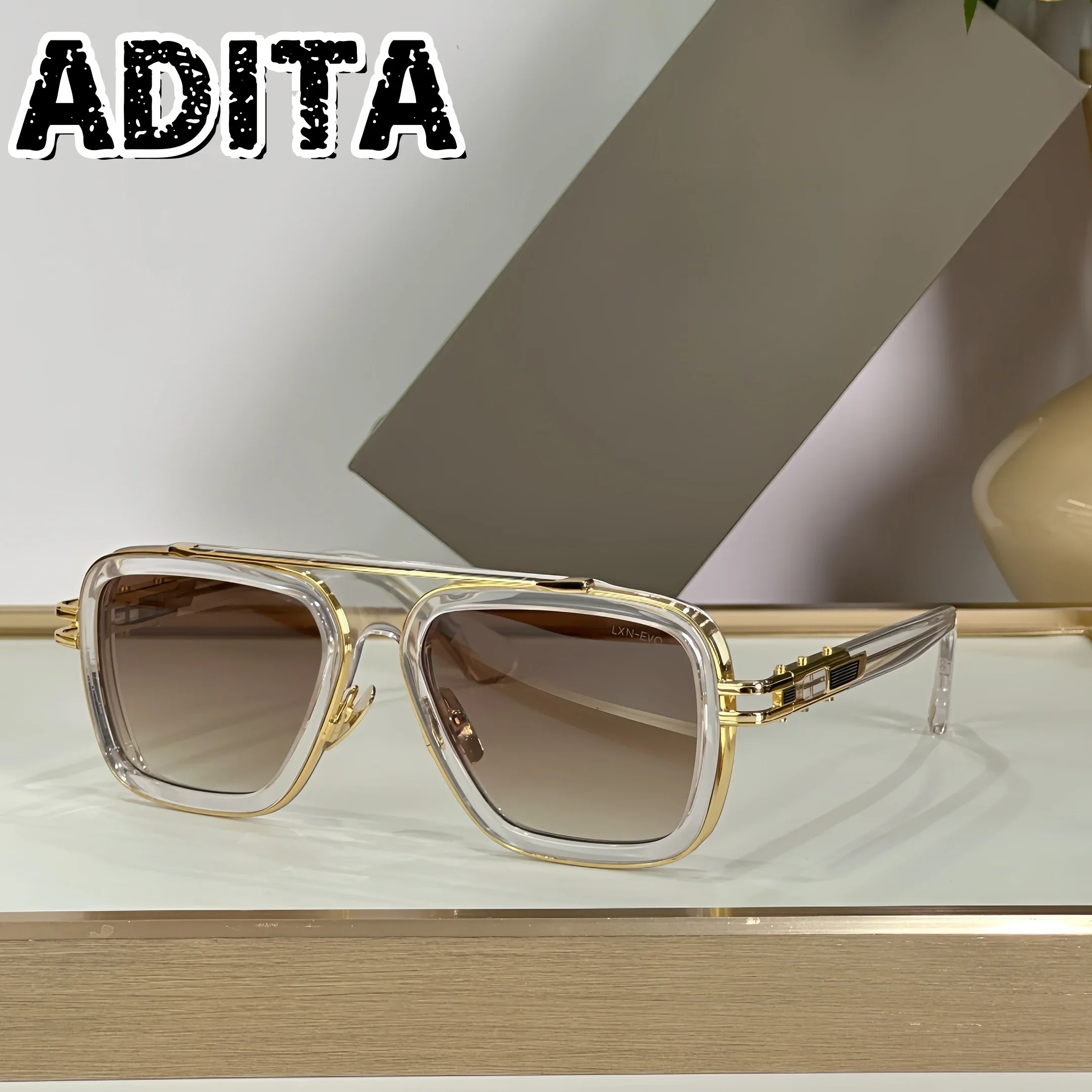 LXN-EVO DTS403 Size 54-19 Top High Quality Sunglasses For Men Titanium Style Fashion Design Sunglasses For Womens With Box