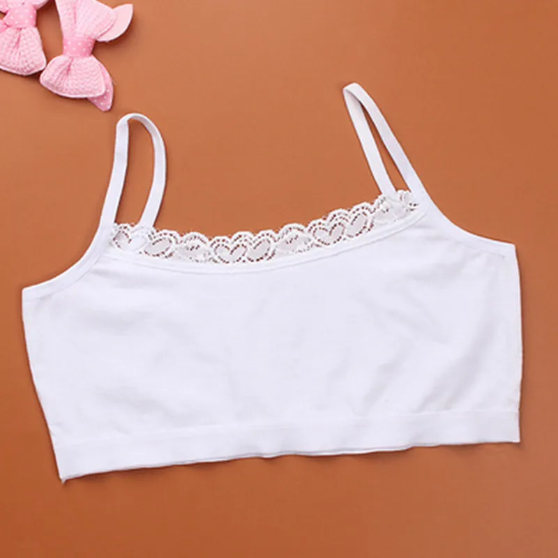 1pcs Young Girls Lace Puberty Teenage Soft Cotton Underwear Training Bra Crop Top 8-14years top mujer топ женский