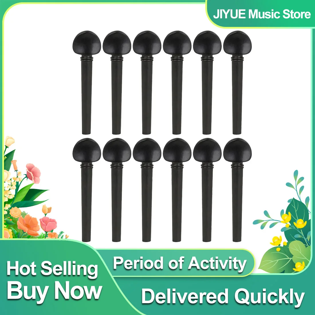 12pcs String Shaft Udder Ebony Bobbin with Fish-Eye Adjustable Strings Repair Tools Udder Accessories Musical Instrument Part
