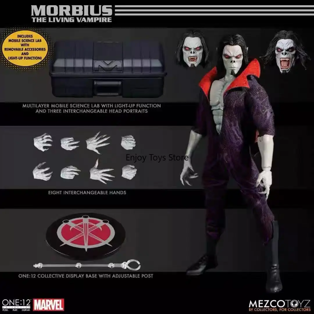 Em estoque |   MEZCO 1:12 Figura de ação articulada com tecido de 6 polegadas - Marvel: Morbius The Living Vampire