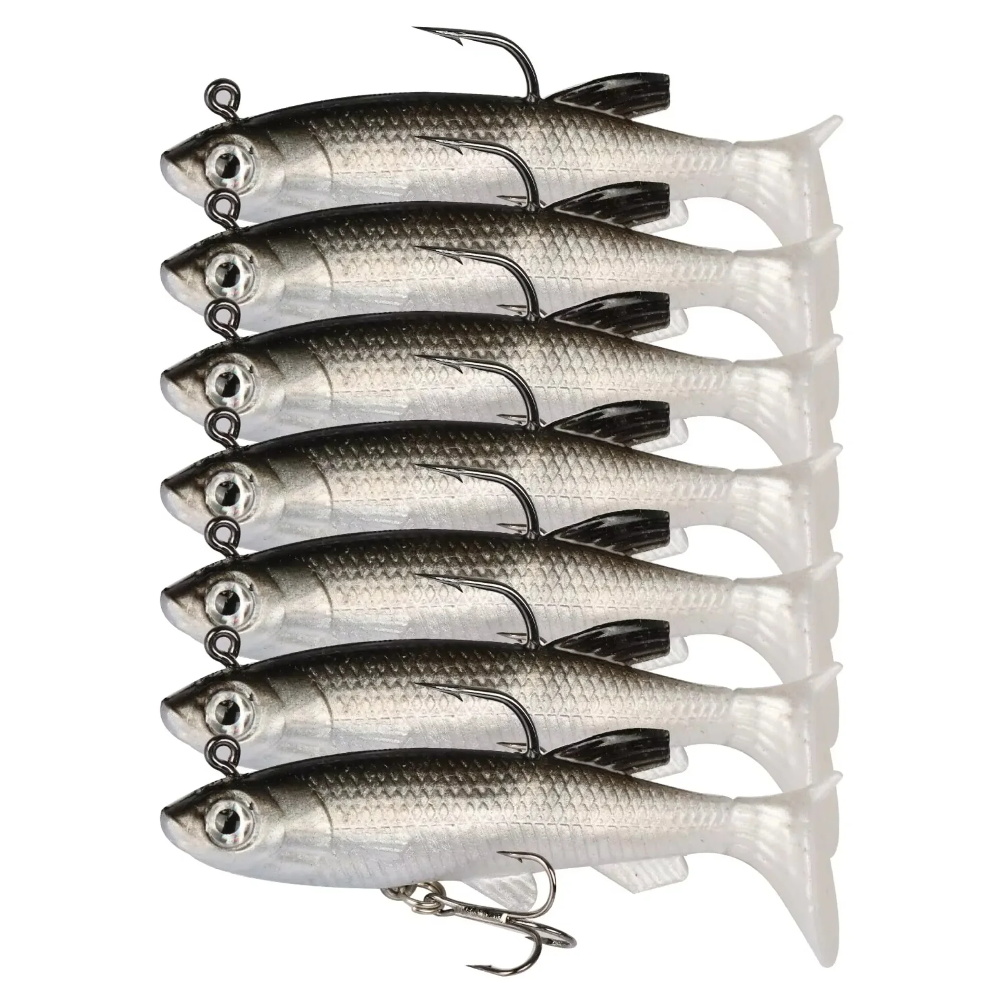 Goture Pre-Rigged Soft Fishing Swimbait 8.5cm 13g,Lifelike 3D Eyes Artificial Lure with Hooks for Pike Bass Fishing Pesca Gear