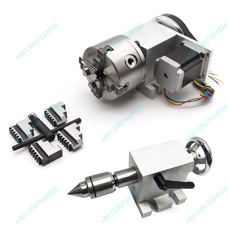 CNC Rotary Axis Kit Chuck 65mm Activity Tailstock 4th Axis 65mm Centre Thimble Tailstock CNC Milling Machine Part Tools
