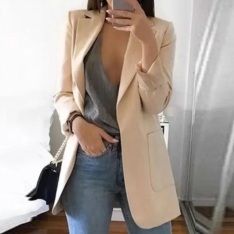 2024 Long Sleeve Slim Suit Button Lady Basic Jackets Small Suit Jacket Candy Color Fashion Spring Women Blazers Jackets