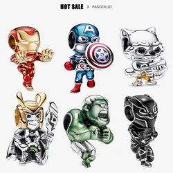 NEW DISNEY Marvel Avengers Series Captain America Charm Bead Fit Pandora Charm Original Bracelet 925 Silver Women's Jewelry Gift