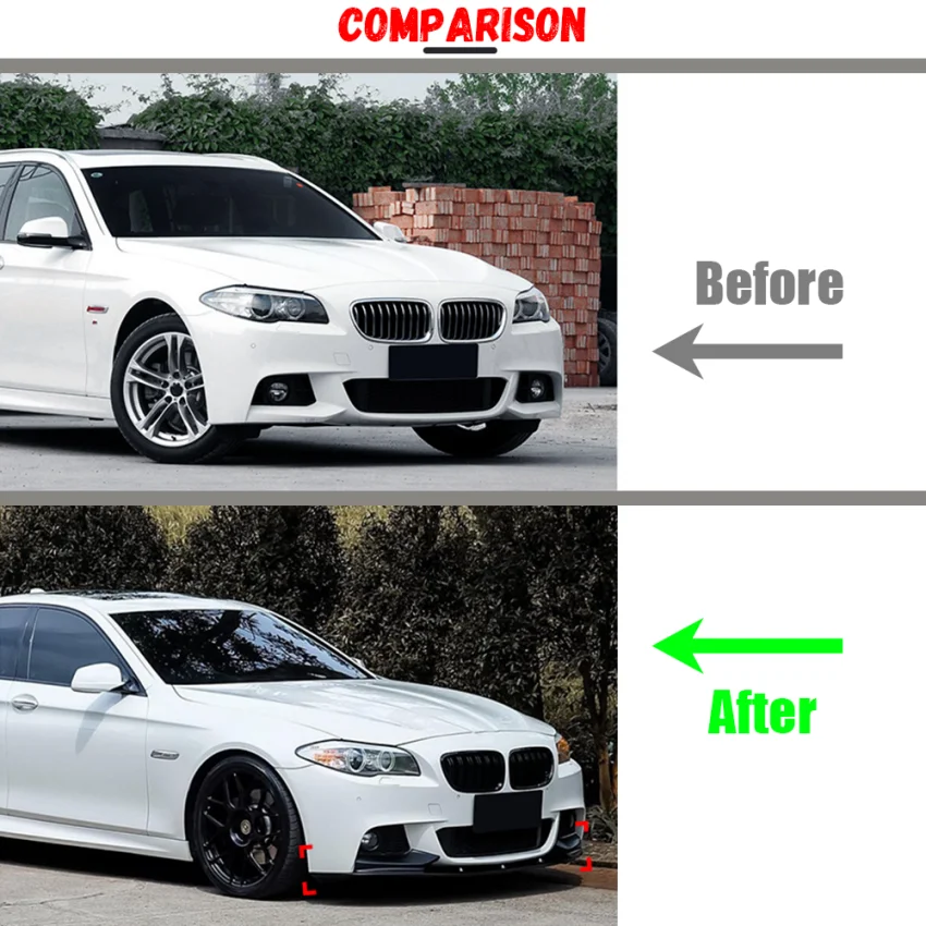 Car Front Bumper Lip Spoiler Splitter Diffuser Bodykits Tuning For BMW 5 Series F10 F11 520 523 525 535 530 M Sport 2011-2017 view 4