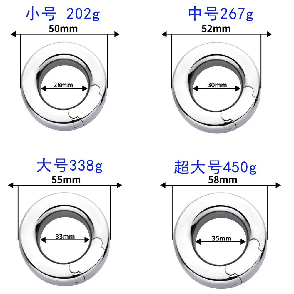 BDSM Smooth Stainless Steel Male Semen Lock Ring, Scrotum Weight Hanging Ball Stretcher, Penis Training Massager for Men