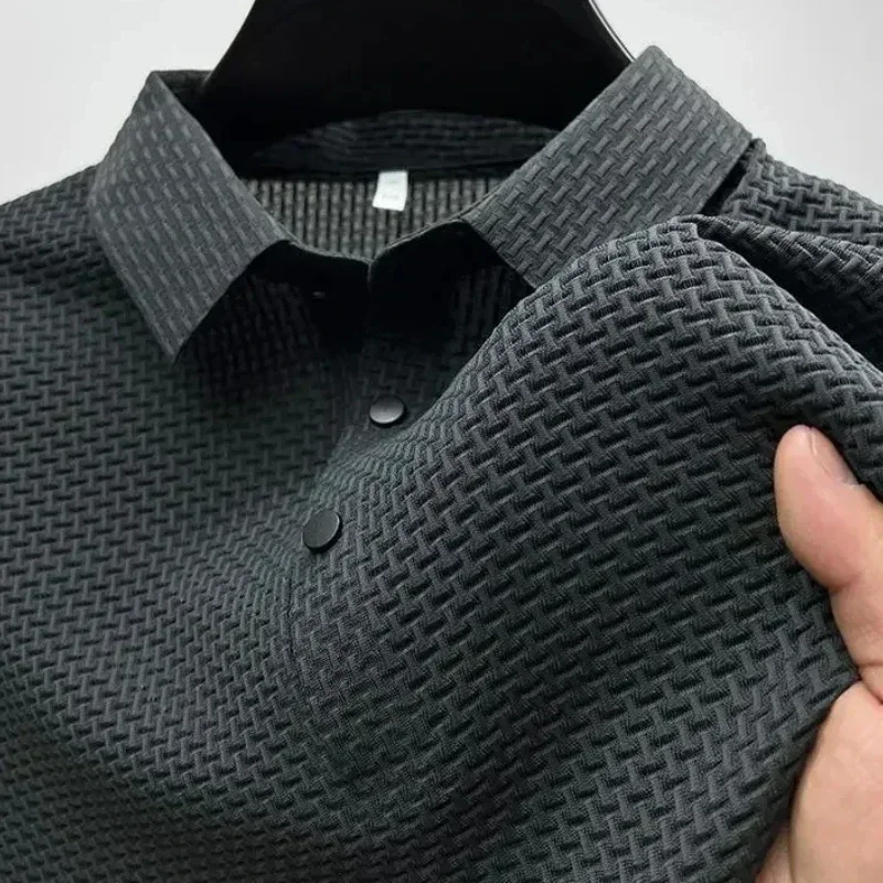 Brand Clothes Summer New Men's Short Sleeve T-shirt Ice Silk Cool and Breathable POLO Shirt Business Casual Sweat-absorbing Top