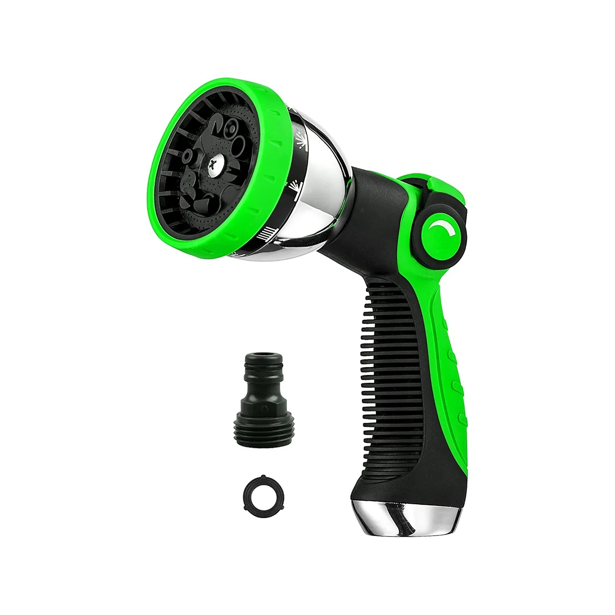 

Garden Hose Nozzle Spray Nozzle,10 Hose Metal Duty Watering Patterns Thumb Control on Off Valve Water Green