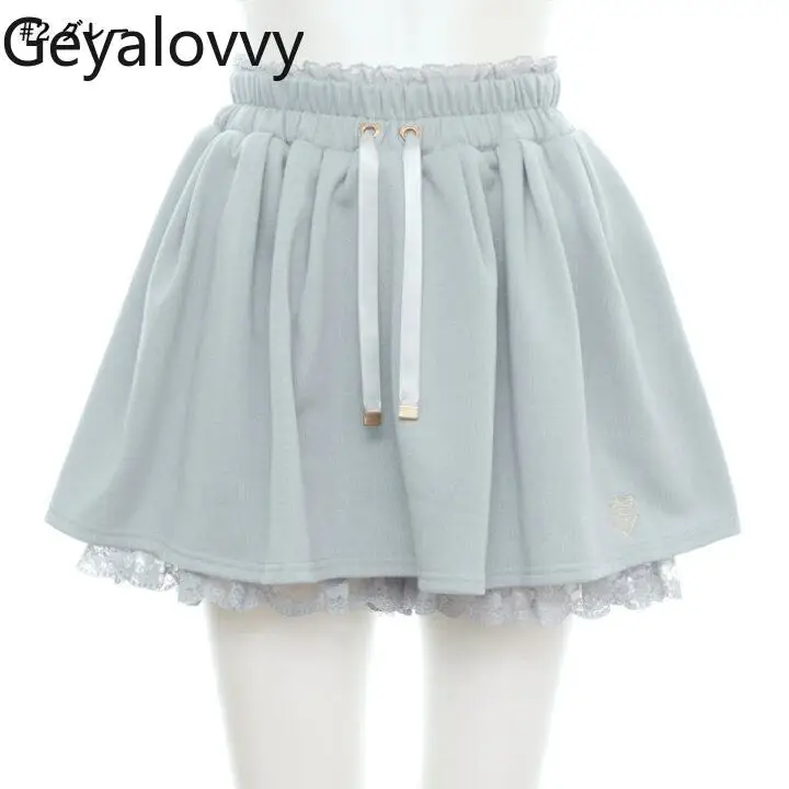 

Юбка-шорты в японском стиле с кружевной отделкой, весна-лето 2026, новая коллекция, для милых девушек, универсальная, на резинке, с высокой талией, облегающая, мини-юбка