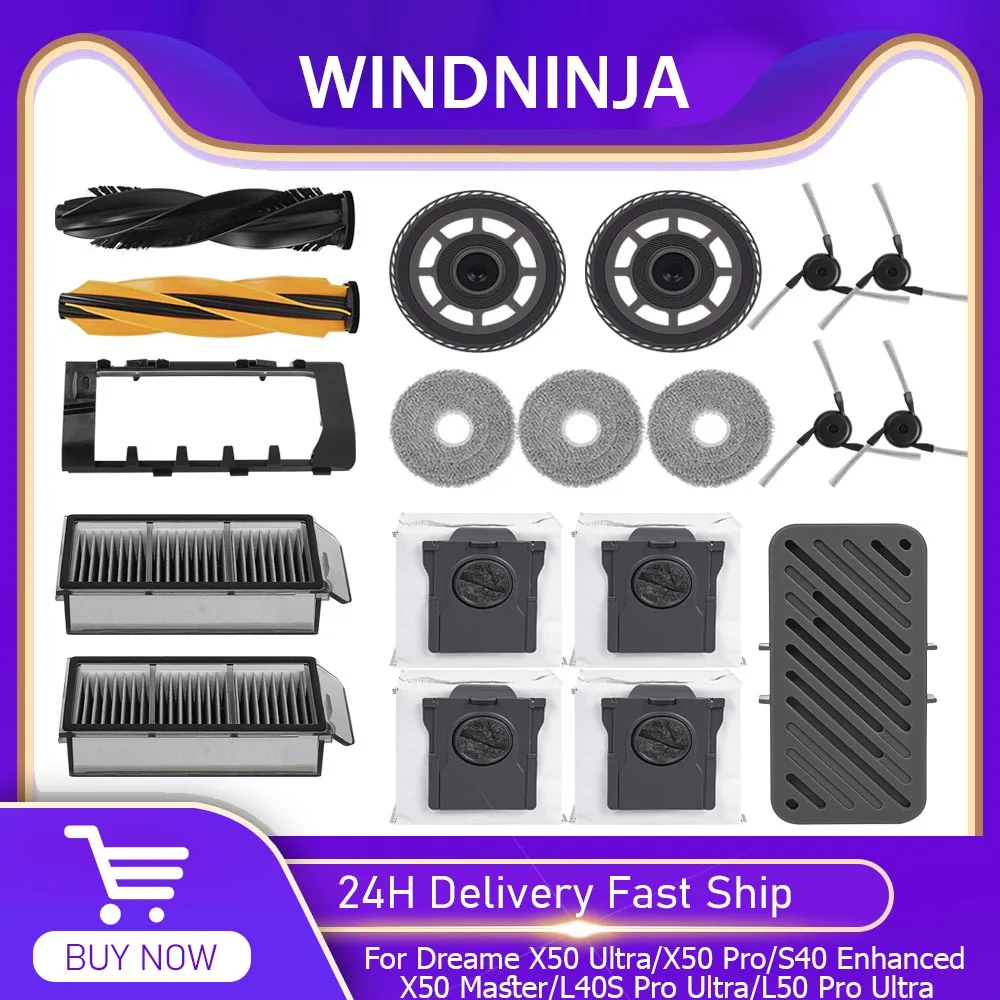 جزء مرشح فرشاة حقيبة القماش الممسحة لـ Dreame S40 Enhanced/X50 Ultra/X50 Pro/X50 Master/L40S Pro Ultra/L50 Pro Ultra/MOVA V50 Ultra