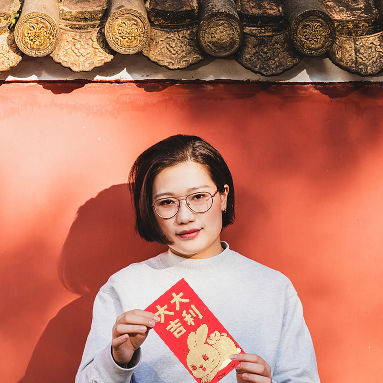 

30 шт. Красные конверты для китайского Нового года с узором кролика, бумажные красные пакеты, денежные конверты на удачу для праздничных подарков, на удачу и процветание