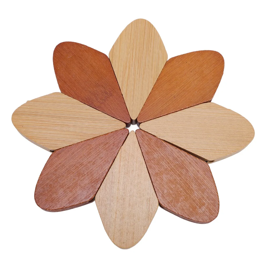 5Pcs Wooden Cup Coaster Polished Windmill-shaped Heat Resistant Table Mat Thick Heat Insulation Layer Anti-wear Waterproof