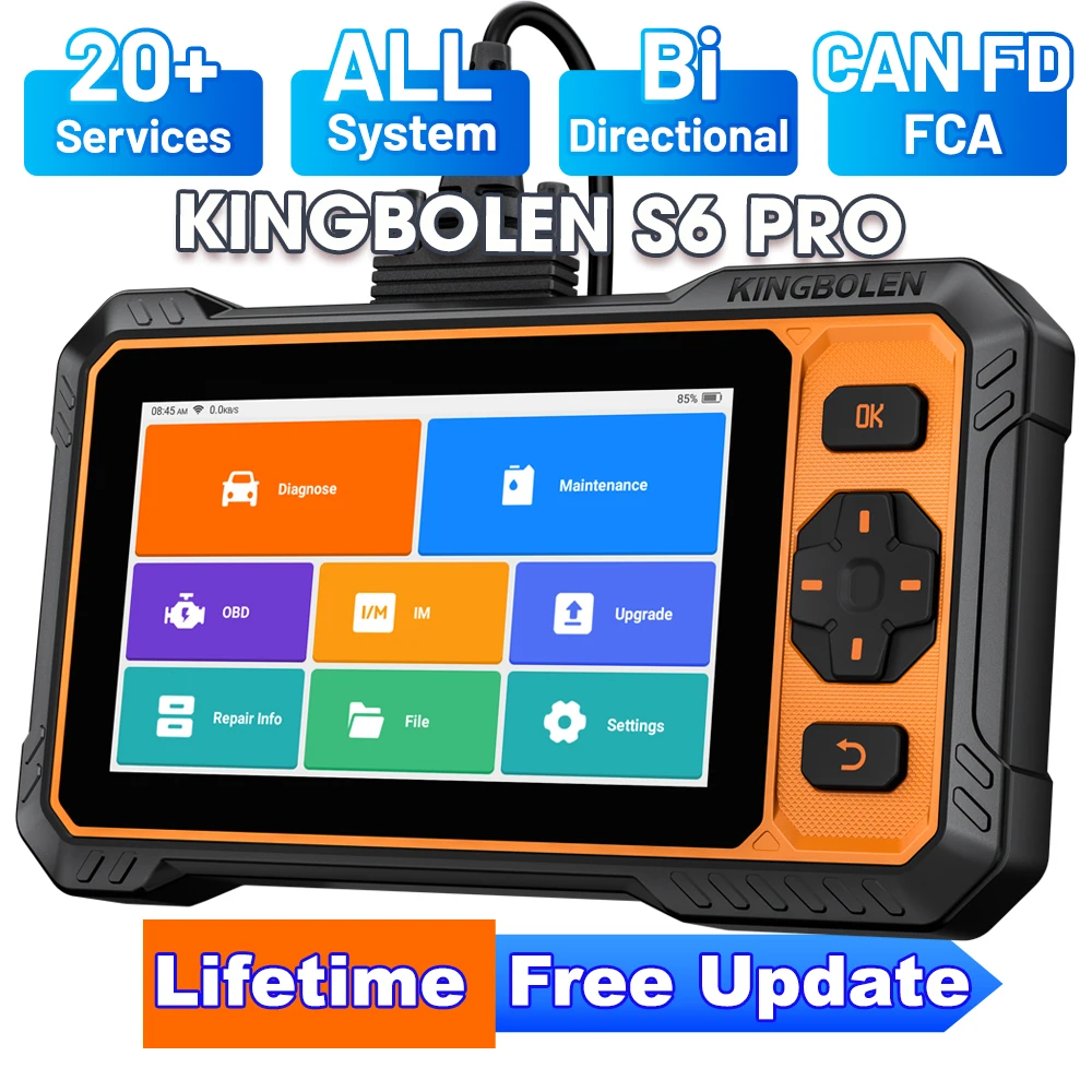 Lecteur de codes OBD2 Kingbolen S6 Pro, outil de diagnostic complet du système, 20 services de diagnostic, CAN FD, FCA, mise à jour gratuite à vie.