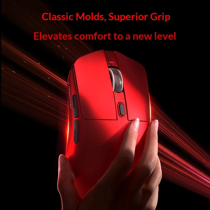 Mouse Nirkabel Wolf Road M8 Baru 1k Dual Drive Tiga Mode Ringan Ergonomis Gaming Kantor Mouse Gaming untuk Tangan Besar