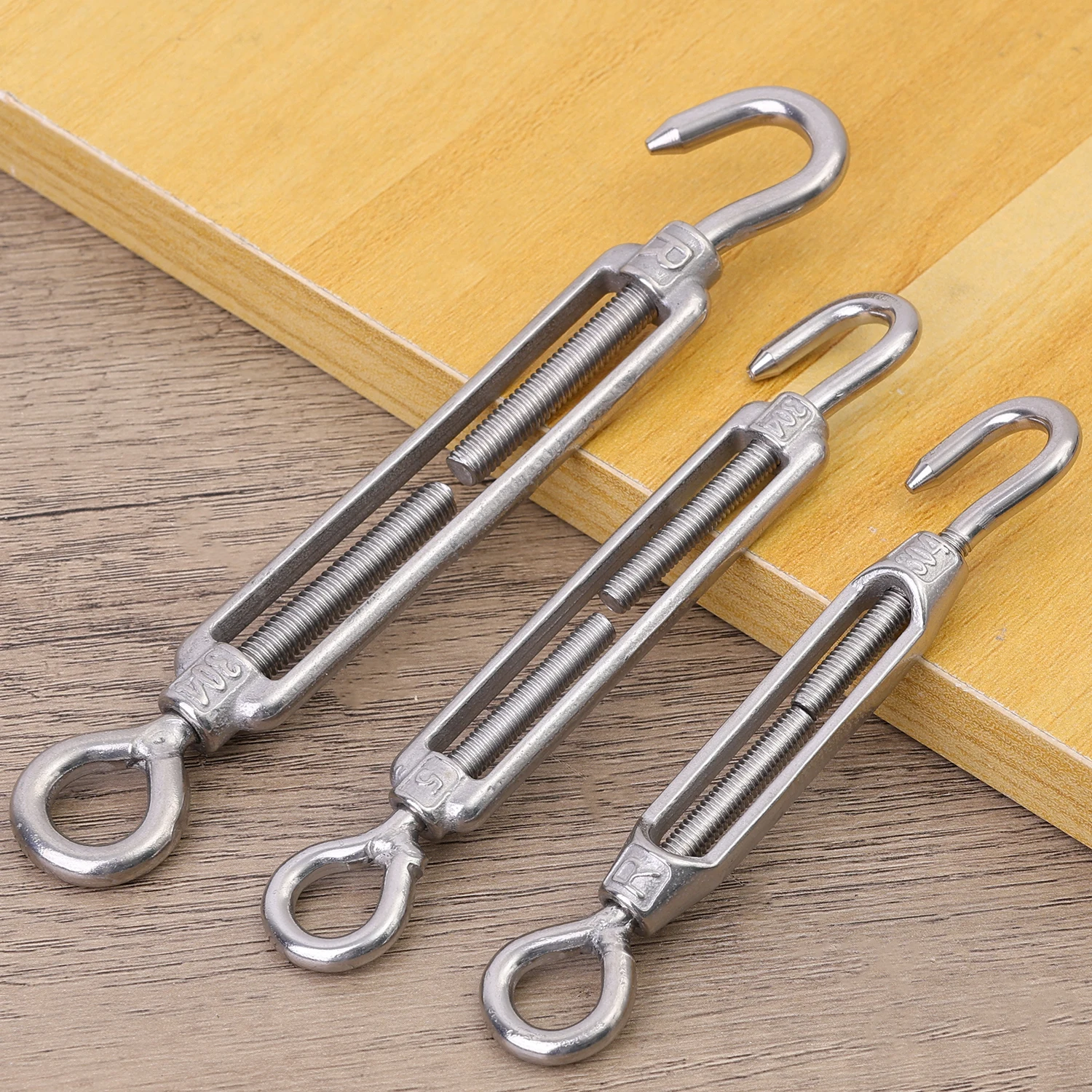 1/5Pcs Adjustable Rope Tightener Stainless Steel 304 Heavy Duty OC Type Turnbuckle Hook Eye Tensioners Wire Cable Tension Set - view 5