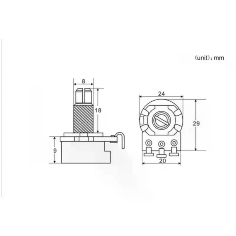 1Pcs Guitar Potentiometer Pot Low Torque And Low Noise Smooth Feel Brass Shaft A500K A250K B250K B500K