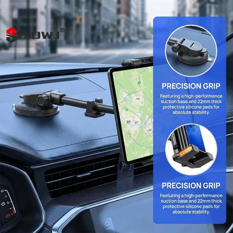 

Dashboard Tablet Holder For Car Suction Cup Car Windshield Mount With Large Clamp For All 5"-15" Tablet And Phone Devices