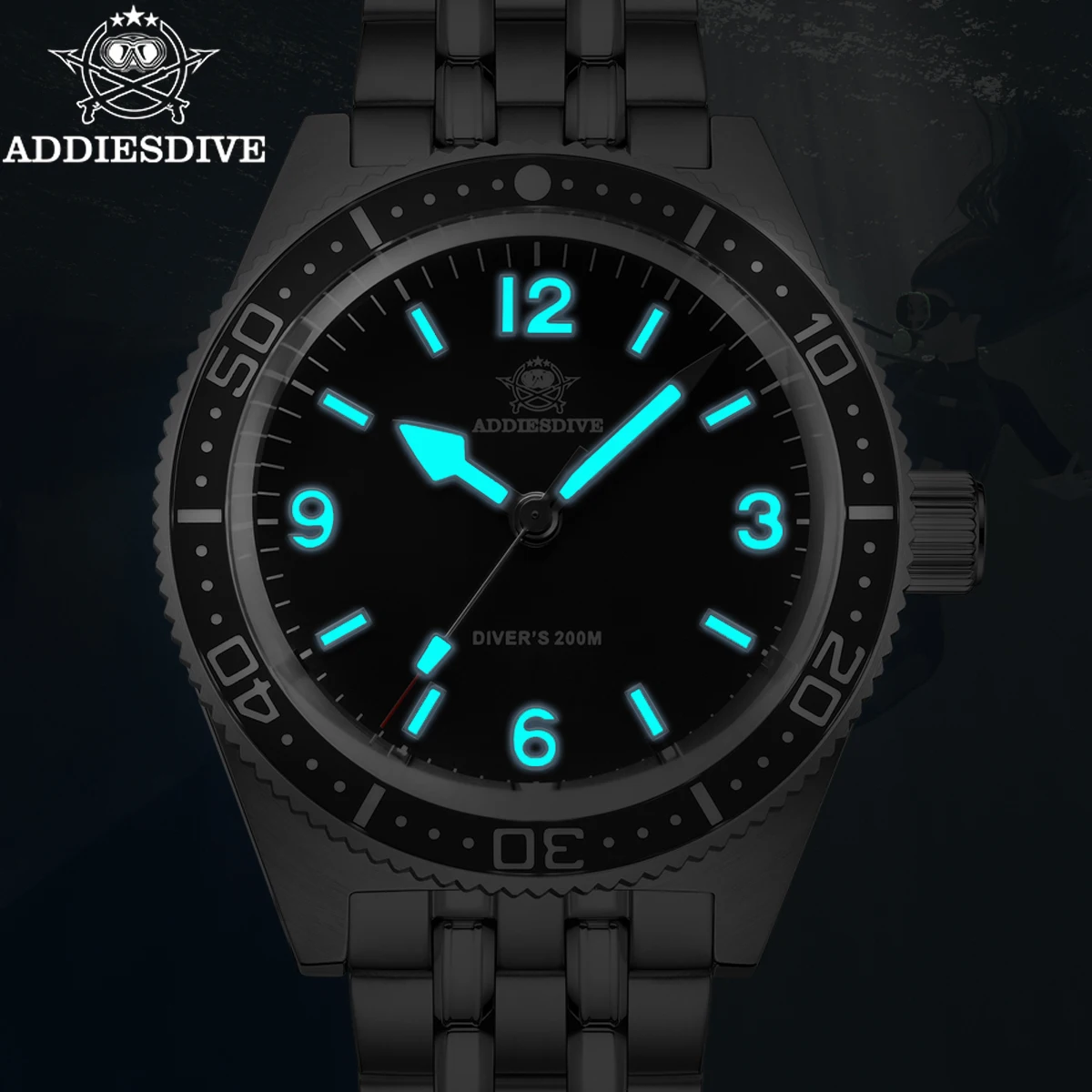 ADDIESDIVE 41mm Luxury Watches Men BGW9 Luminous Quartz Watches Stainless Steel Sapphire Glass 20Bar Waterproof Diver Wristwatch