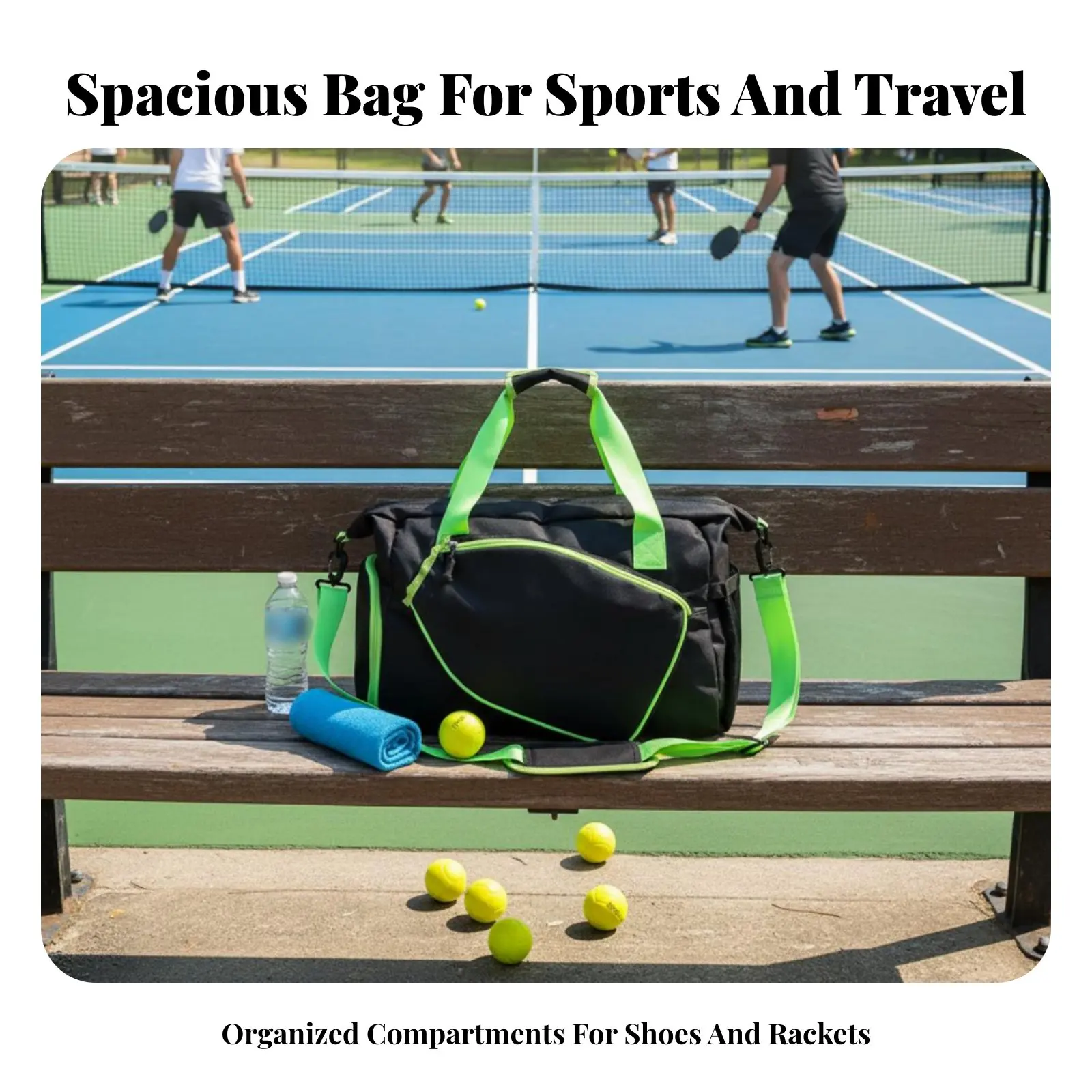 

Pickleball Bag Multi-Functional Carry Athletic Bag with Shoe Compartment Pickleball Tote Water for Athletes
