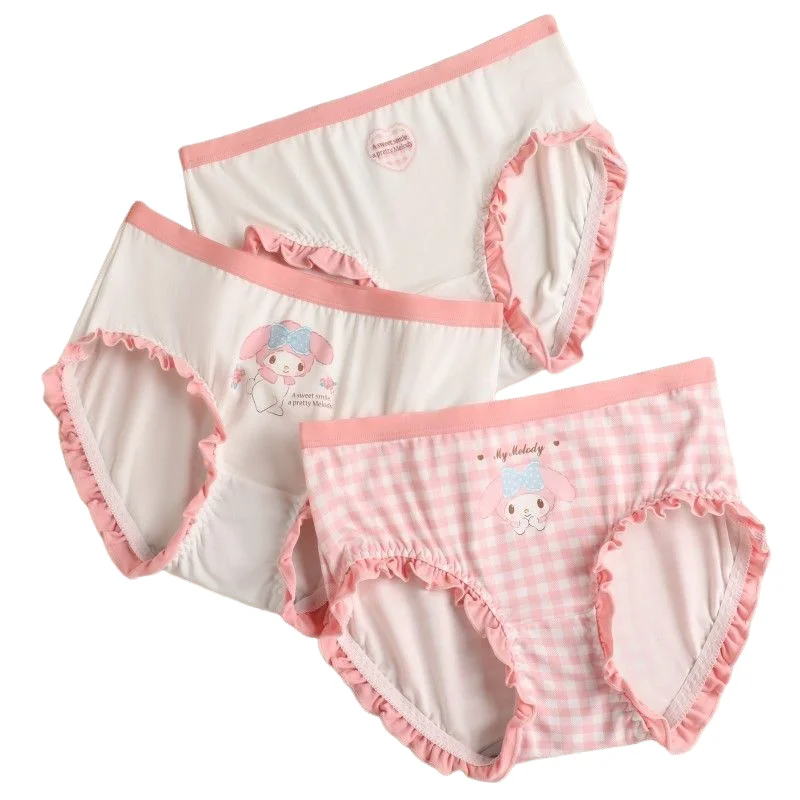 Сексуальные трусики Sanrio My Melody, хлопковые трусы Kuromi, трусики без следов, модные трусики для девочек, студенческие бикини Cinnamoroll, трусики с героями мультфильмов