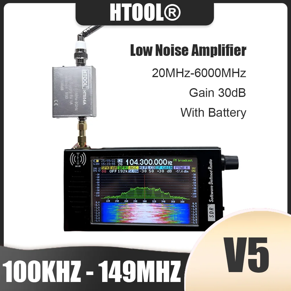 �y�Z�[�����zSDR V5 ���W�I 100KHZ-149MHZ DSP �Z�g�f�W�^�� FM ���W�I��M�@ �Q�C�� 30dB 20MHz-6000MHz ��m�C�Y�A���v �|�[�^�u�� �A�E�g�h�A