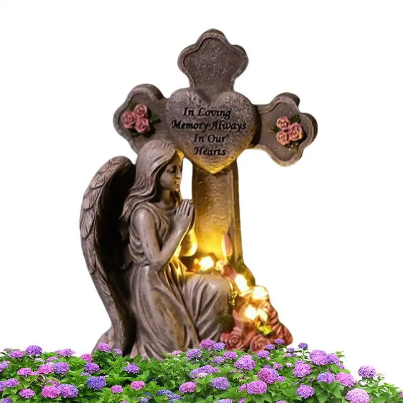 

Outdoor Angel Statue Solar Light Praying Angel Sculpture Outdoor Sympathy Memorial Grave Decorations For Yard Patio Lawn
