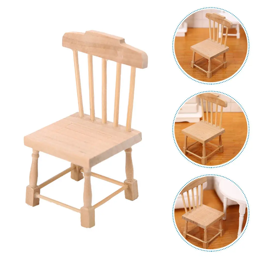 

2Pcs Mini Wooden Chair for Mini House Decor Small Realistic Furniture Prop Lifelike Sturdy Crafted Ornament Home DIY Photo Prop
