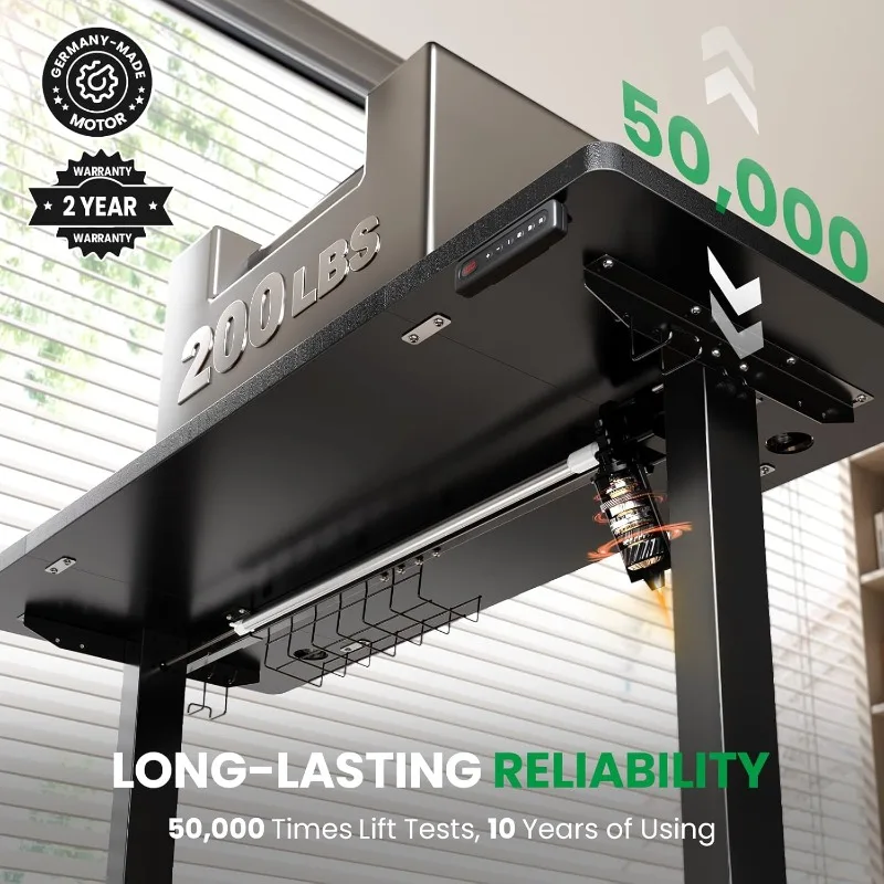 مكتب قائم كهربائي قابل للتعديل - مكتب ستاند مقاس 48 × 24 بوصة مع إدارة الكابلات - 3 ذاكرة قابلة للتعديل مسبقًا