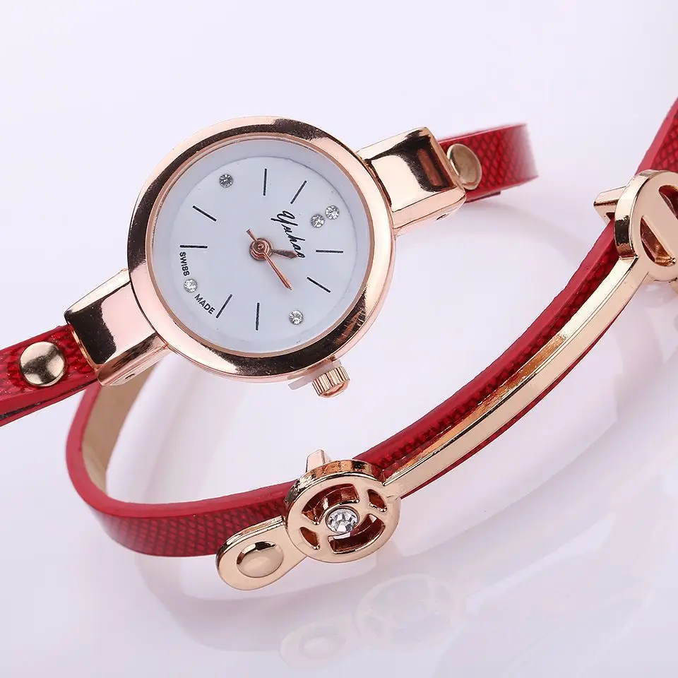 hot sale long wrap leather women quartz wrist watch