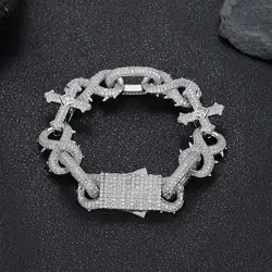 Hip Hop Jewelry High Quality Removable Cross Infinity Diamond Cuban Link Chain 18k Gold Plated Iced Out Box Lock Necklace 18MM