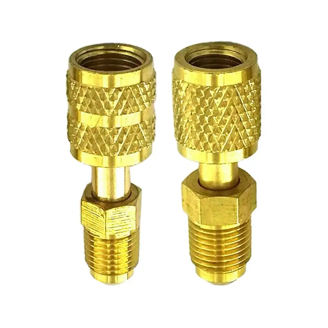 

2Pcs A/C Air Conditioning Filling Connector Gauge Hose Vacuum Pump Adapter Adaptor Converter 5/16" 1/4" SAE R410a R22 Universal