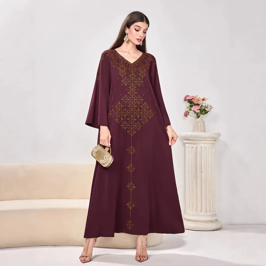 

Eid Djellaba Dubai Abaya Diamonds for Women Muslim Long Dress Turkey Kaftan Caftan Musulmane Femme Robe Islam Jalabiya Vestidos