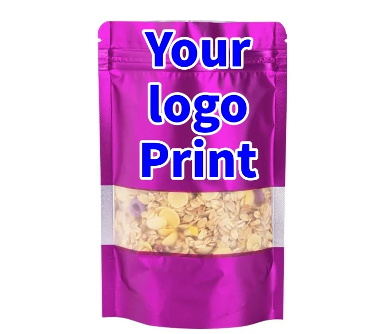 

100pcs Stand up Mysterious Matte Purple Foil Window Zipper Pouches Heat Sealing Wedding Gifts Jewelry Underwear Resealable Bags