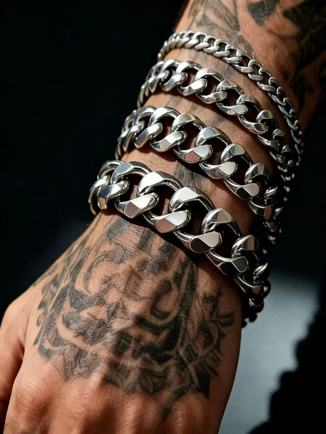 HNSP 3MM-15MM dickes 316L Edelstahl Cuban Chain Armband für Herren, Handschmuck, Punk Street Style Accessoire, PVD galvanisiert