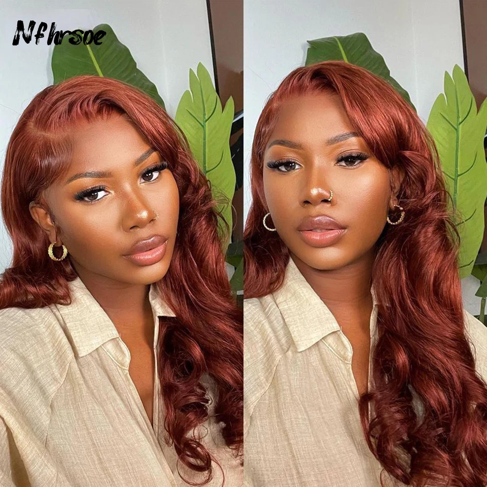 

Highlight Body Wave 13x4 Lace Front Human Hair Wig Reddish Brown Colored Lace Front Wig HD Lace Wig Human Hair Lace Frontal Wig