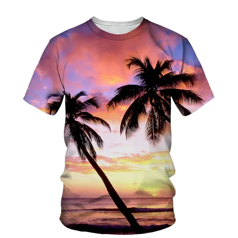 Summer Coconut Tree 3D Printed T-Shirt Streetwear Men  Fashion Casual Oversized O Neck Short Sleeve T-Shirt T-Shirt Tops Cl