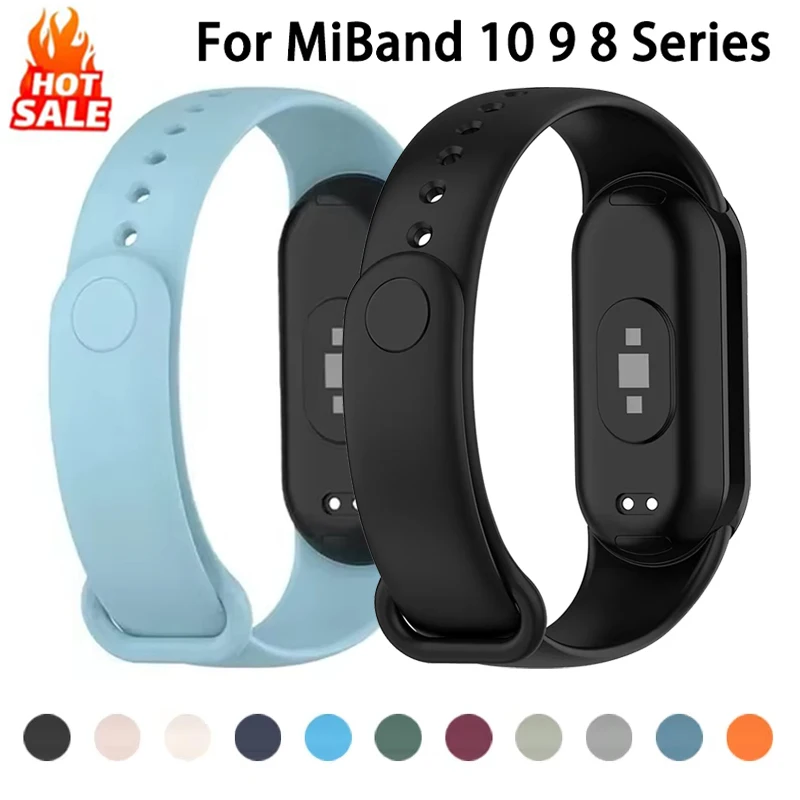 Straps For Xiaomi Mi Band 10 9 8 Official Original Sport Silicone Bracelet Correa Xiaomi Smart Band 8 9 10 Wristband Accessories