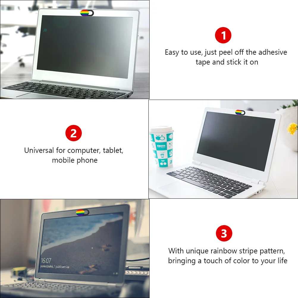 

3pcs Webcam Slide Privacy Protection For Laptop Slider Rainbow Striped Webcam Cover For Tablet Desktop