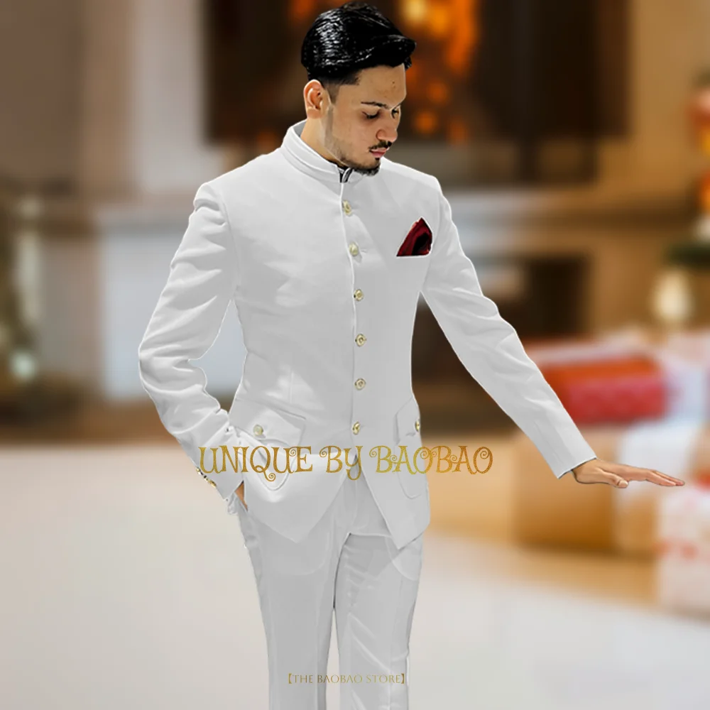 African men's 2-piece suit (jacket+pants) Indian style gold button tuxedo Wedding Birthday Thanksgiving Xmas Ball Party Custom