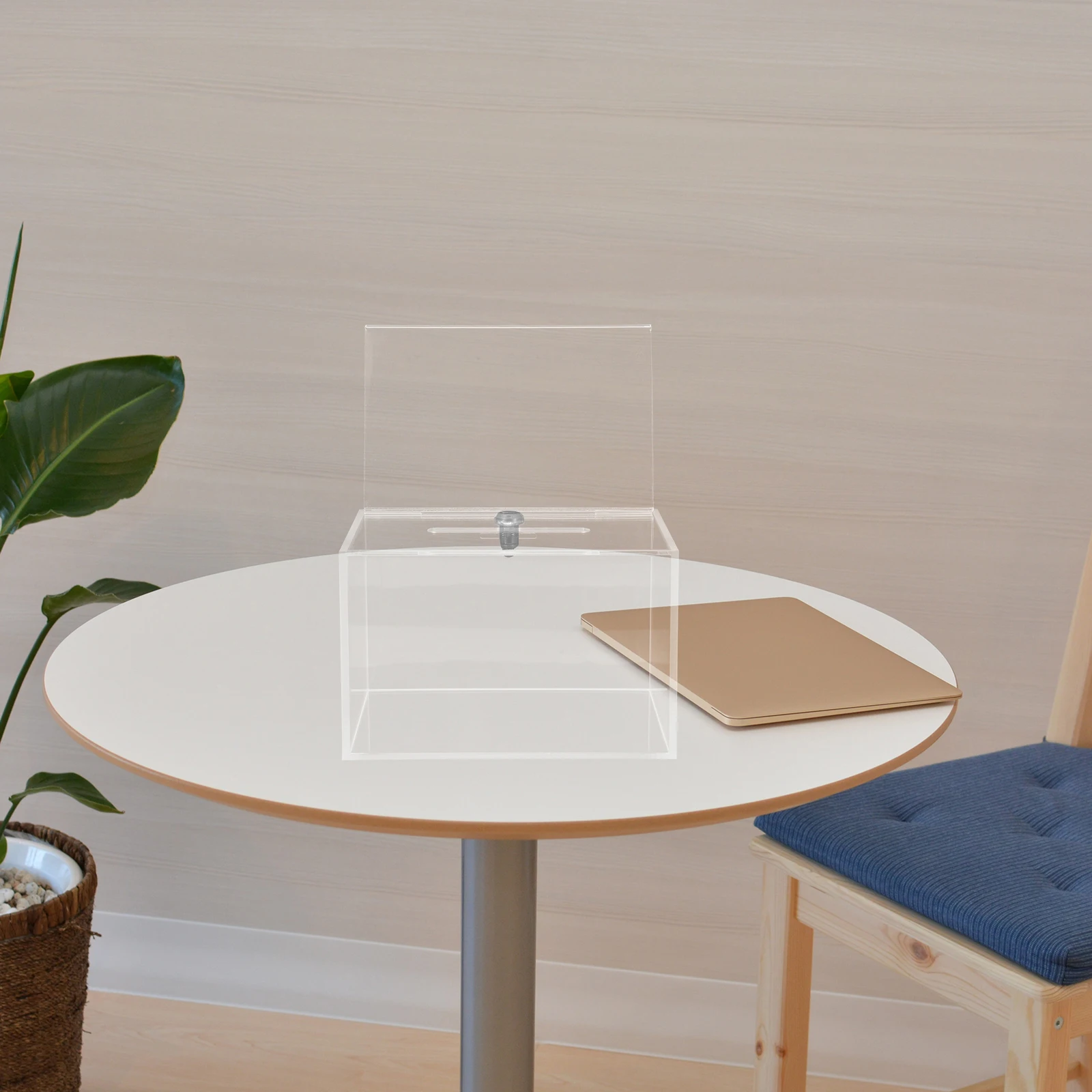 

Acrylic Suggestion Transparent Lockable Voting Ballot Box With Sign Holder Office School Community Event Use Clear Donation Box