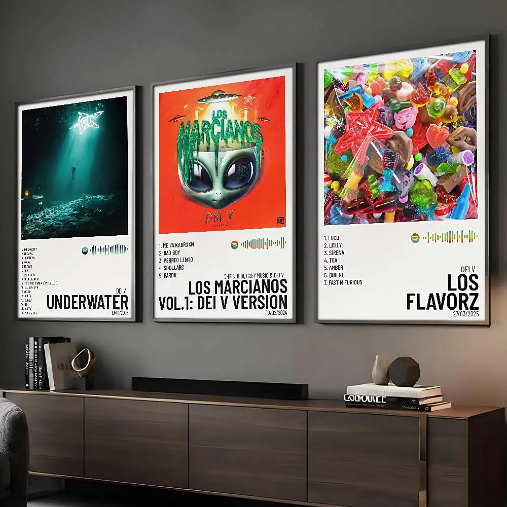 Rapper Dei V Poster, klebriger Wandkunstdruck, wasserdicht, für Zuhause, Wohnzimmer, Schlafzimmer, Bar, ästhetisches Dekor