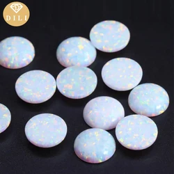 For Promotion 1.5-6mm OP17 Snow White Kyocera Opal, Round Shape Flat Bottom Cabochon Loose Synthetic Red Fire Opal Stone