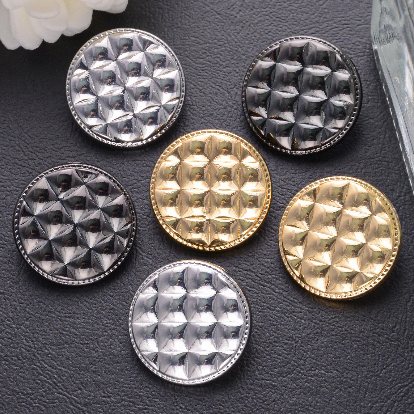 12 шт./лот 12-20 мм, оптовая продажа, золотой, серебряный пистолет, черный, нерегулярный, металлический, круглый, ретро, трехмерные, сшитые вручную кнопки N421