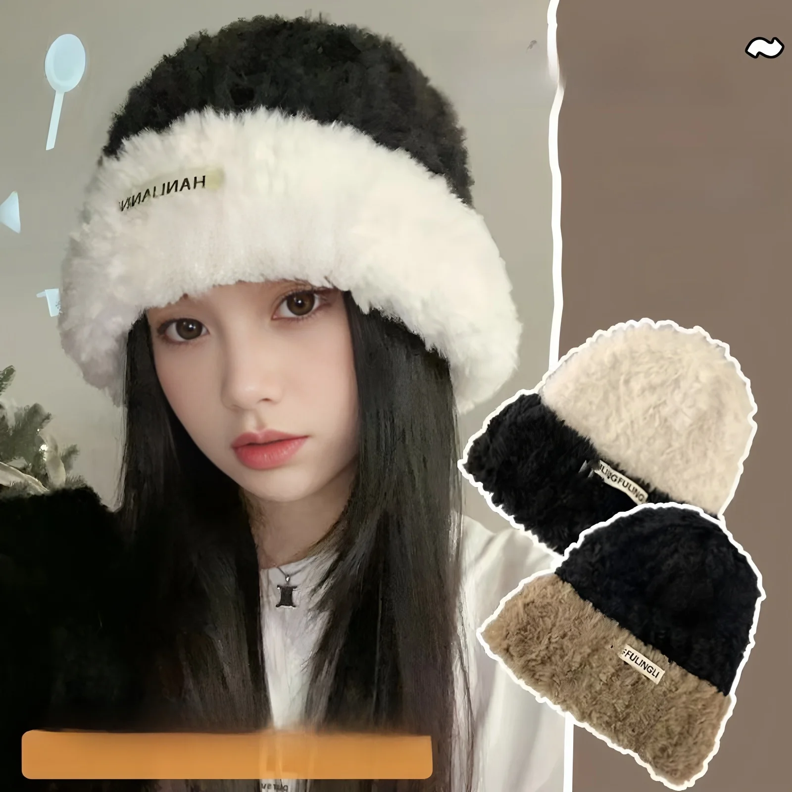 warm-furry-knitted-hat-for-women-fall-winter-versatile-ear-protection-full-head-cover-new-style-face-slimming-cold-proof-hat
