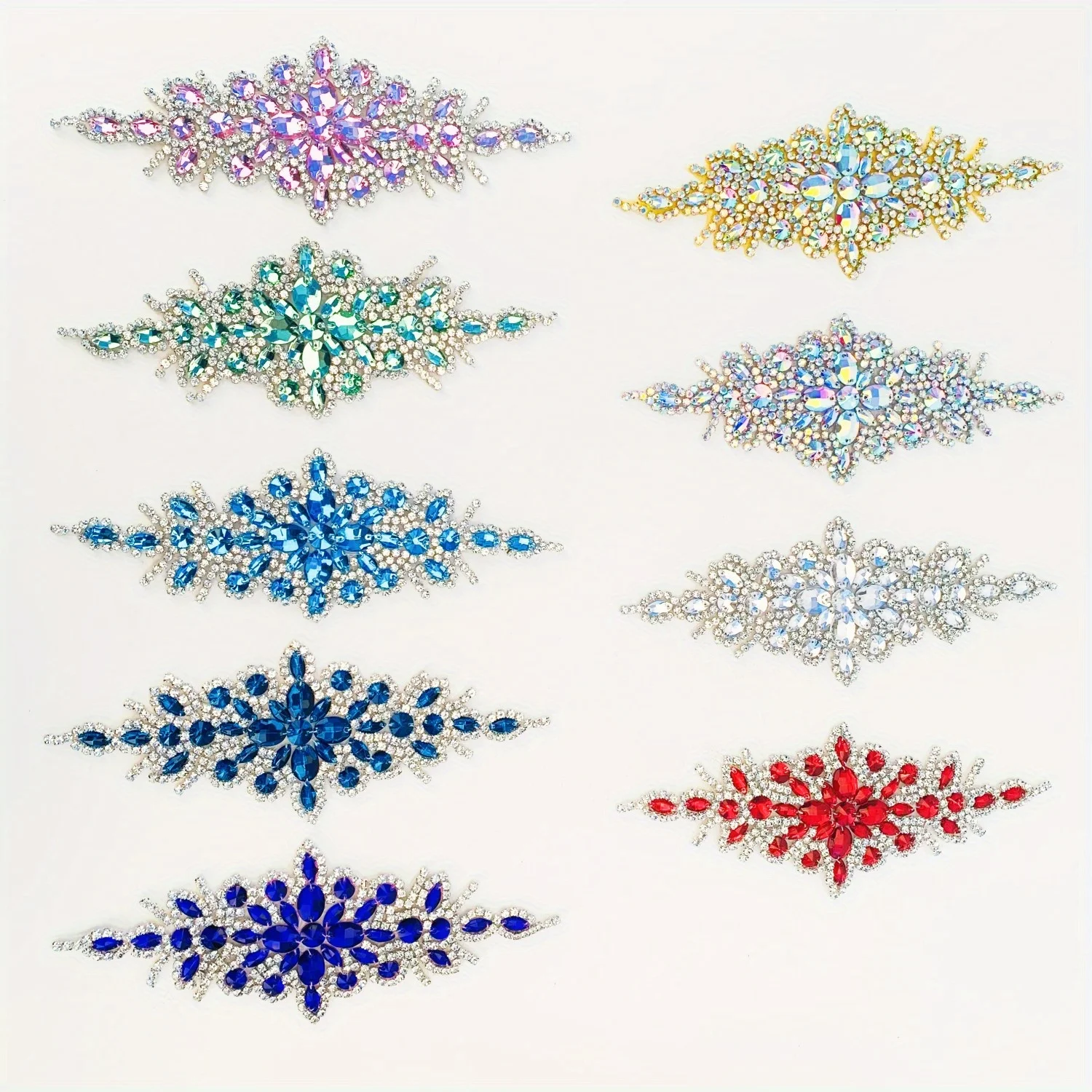 Handmade Crystal Beaded Rhinestone Applique Sew Rhinestones patch iron on beaded Applique for Dress Wedding Belt sewing clothing