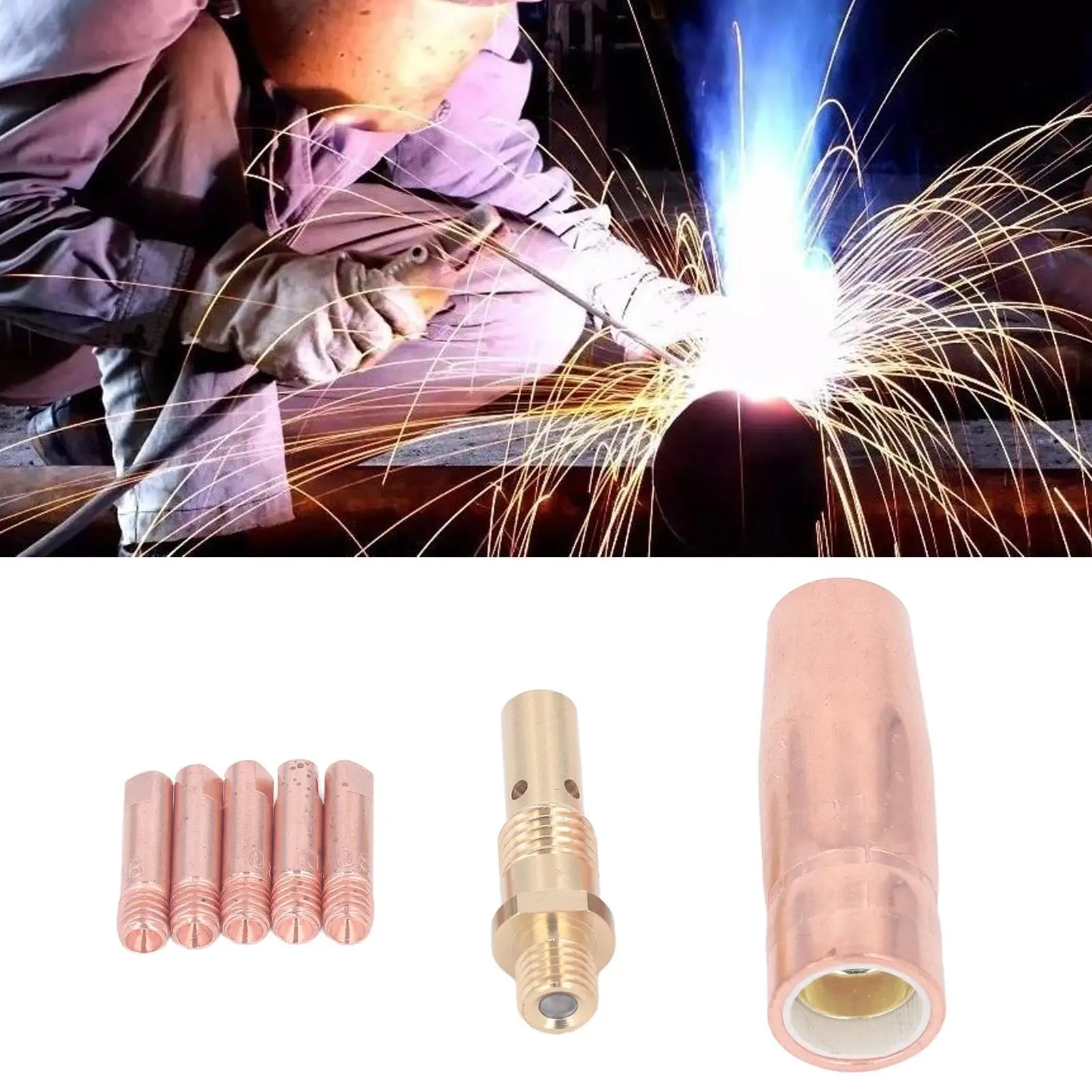 MIG Welding Torch Consumables 08mm Gas Nozzle Diffuser Contact Tips for 100l K530 Series Replacement Parts